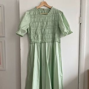 Mint Green Smocked Midi Dress Size Small